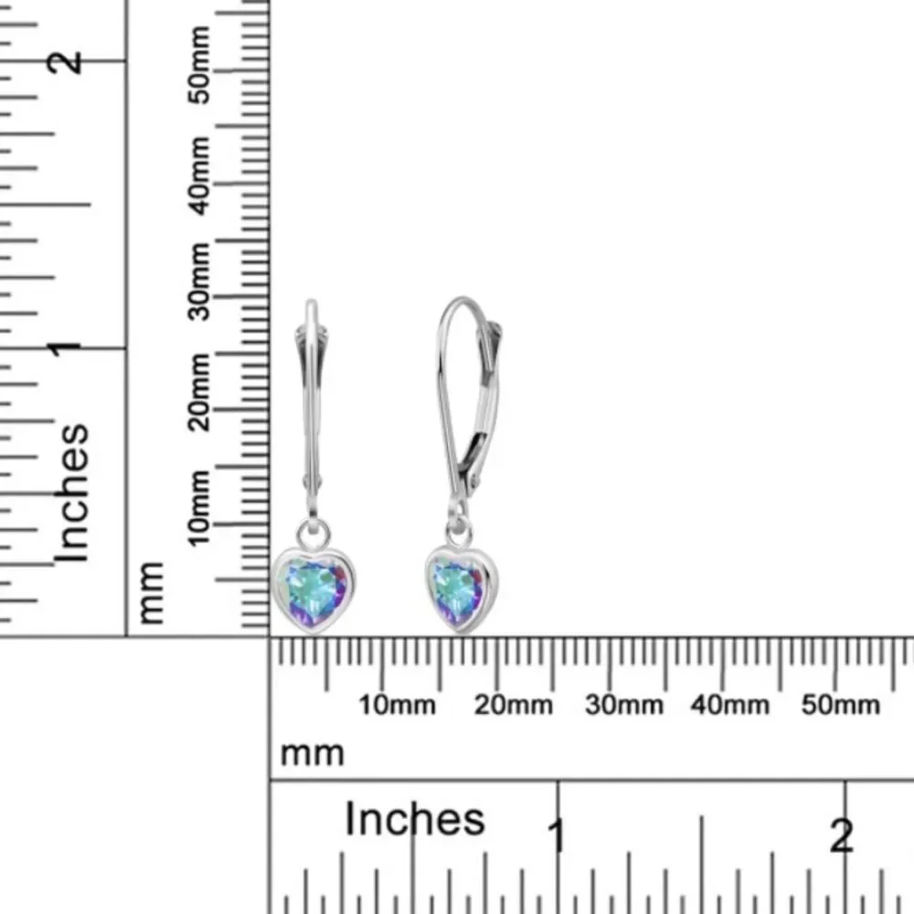 925 Sterling Silver 2.00 Cttw Mercury Mist Mystic Topaz Heart Leverback Earrings